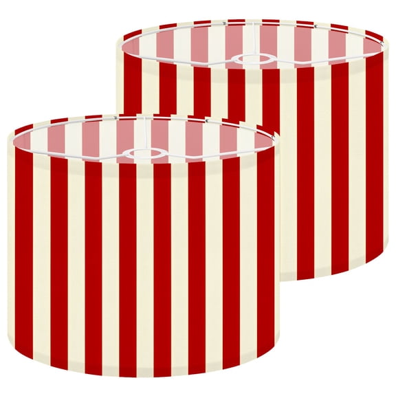 Lampshades 2 Pack Red White Vertical Striped Retro Circus Style 13"x13"x10" Light Shade for Table Lamps Floor Lamps Drum Lamp Shades Lampshade Replacement Easy Assembly