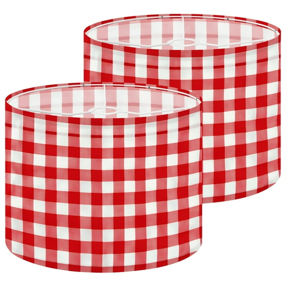 Lampshades 2 Pack Red white gingham Checkered texture for picnic blanket 13"x13"x10" Light Shade for Table Lamps Floor Lamp Shades Lampshade Replacement Easy Assembly Gift for Women