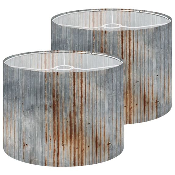 Lampshades 2 Pack Rusty Corrugated Metal Texture Vertical Rust Streaks 13"x13"x10" Light Shade for Table Lamps Floor Lamp Shades Lampshade Replacement Easy Assembly