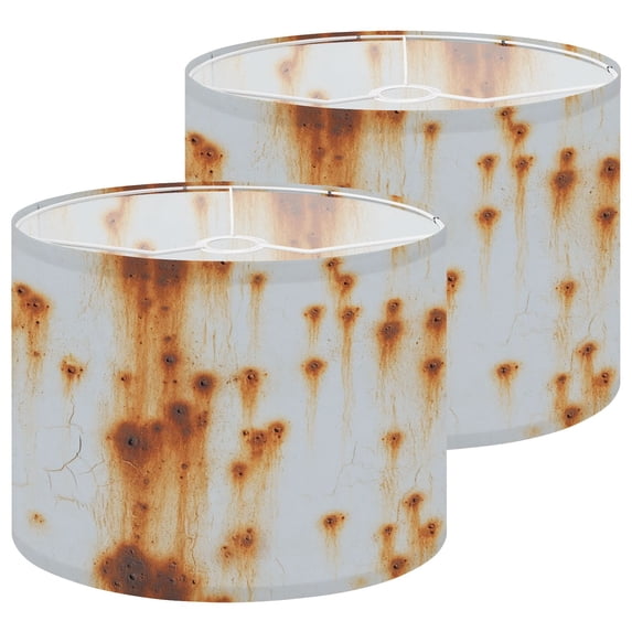 Lampshades 2 Pack Rusty Metal Texture Weathered White Paint Corrosion Stains 13"x13"x10" Light Shade for Table Lamps Floor Lamp Shades Lampshade Replacement Easy Assembly