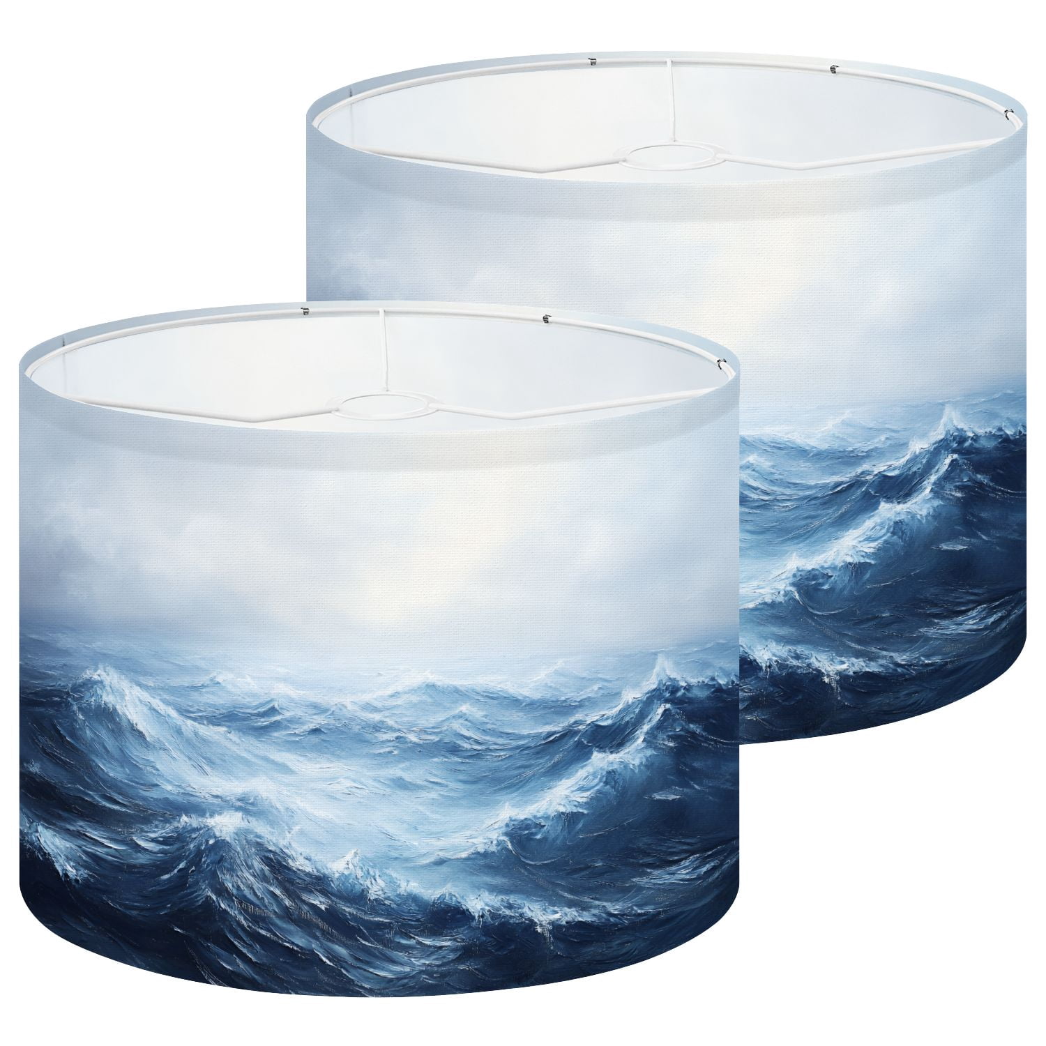 Lampshades 2 Pack Sea Stormy Waves Ocean Surface Churning Water White Foam Overcast Sky 13"x13"x10" Light Shade for Table Lamps Floor Lamps Drum Lamp Shades Lampshade Replacement Easy Assembly