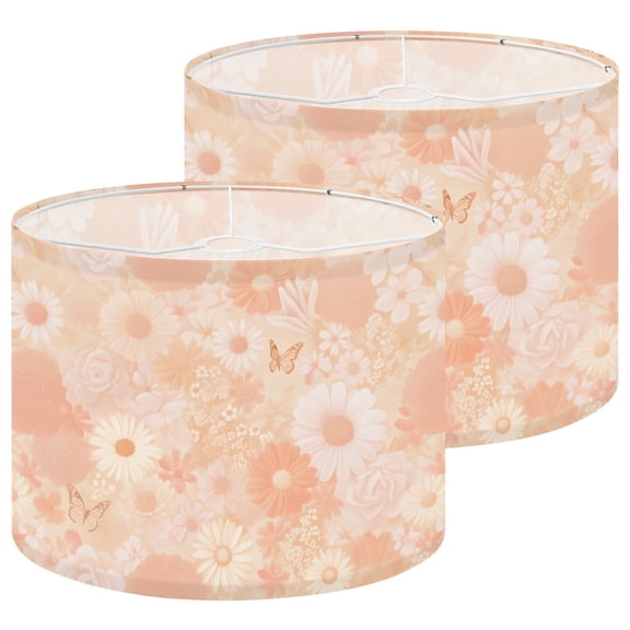 Lampshades 2 Pack Seamless Vintage Floral Daisies Wildflowers Soft Peach Cream Tones 13"x13"x10" Light Shade for Table Lamps Floor Lamp Chandelier Lampshade Replacement Easy Assembly
