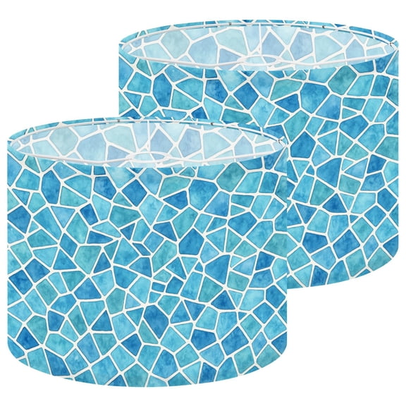 Lampshades 2 Pack Seamless mosaic texture blue kaleidoscope Watercolor 13"x13"x10" Light Shade for Table Lamps Floor Lamps Drum Lamp Shades Lampshade Replacement Easy Assembly
