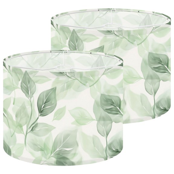 Lampshades 2 Pack Soft Greenery Subtle Leaf Designs 13"x13"x10" Light Shade for Table Lamps Floor Lamp Shades Lampshade Replacement Easy Assembly Boho Home Decor