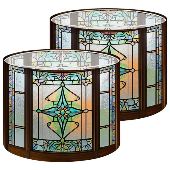 Lampshades 2 Pack Stained glass 13"x13"x10" Light Shade for Table Lamps Floor Lamps Drum Lamp Shades Lampshade Replacement Easy Assembly