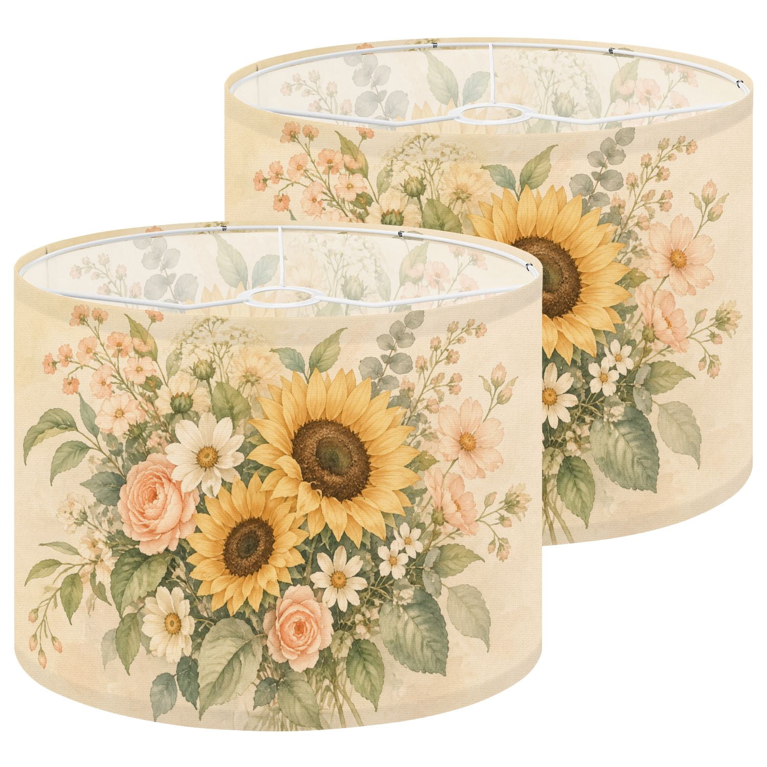 Shade Cloth For Roses Lampshades 2 Pack Sunflowers Roses Floral Delicate Daisy Accents 13