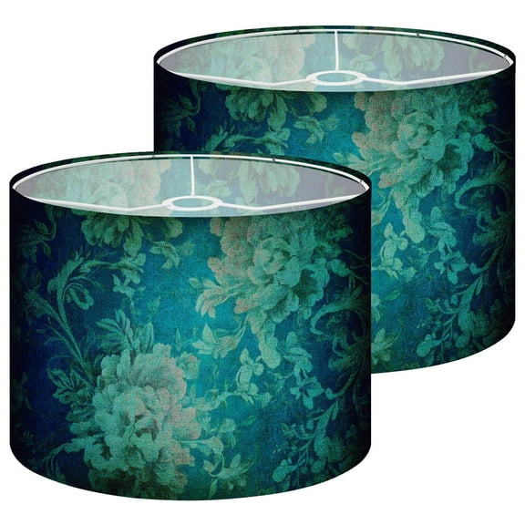 Lampshades 2 Pack Teal Blue Colored Distressed 13"x13"x10" Light Shade for Table Lamps Floor Lamps Drum Lamp Shades Lampshade Replacement Easy Assembly