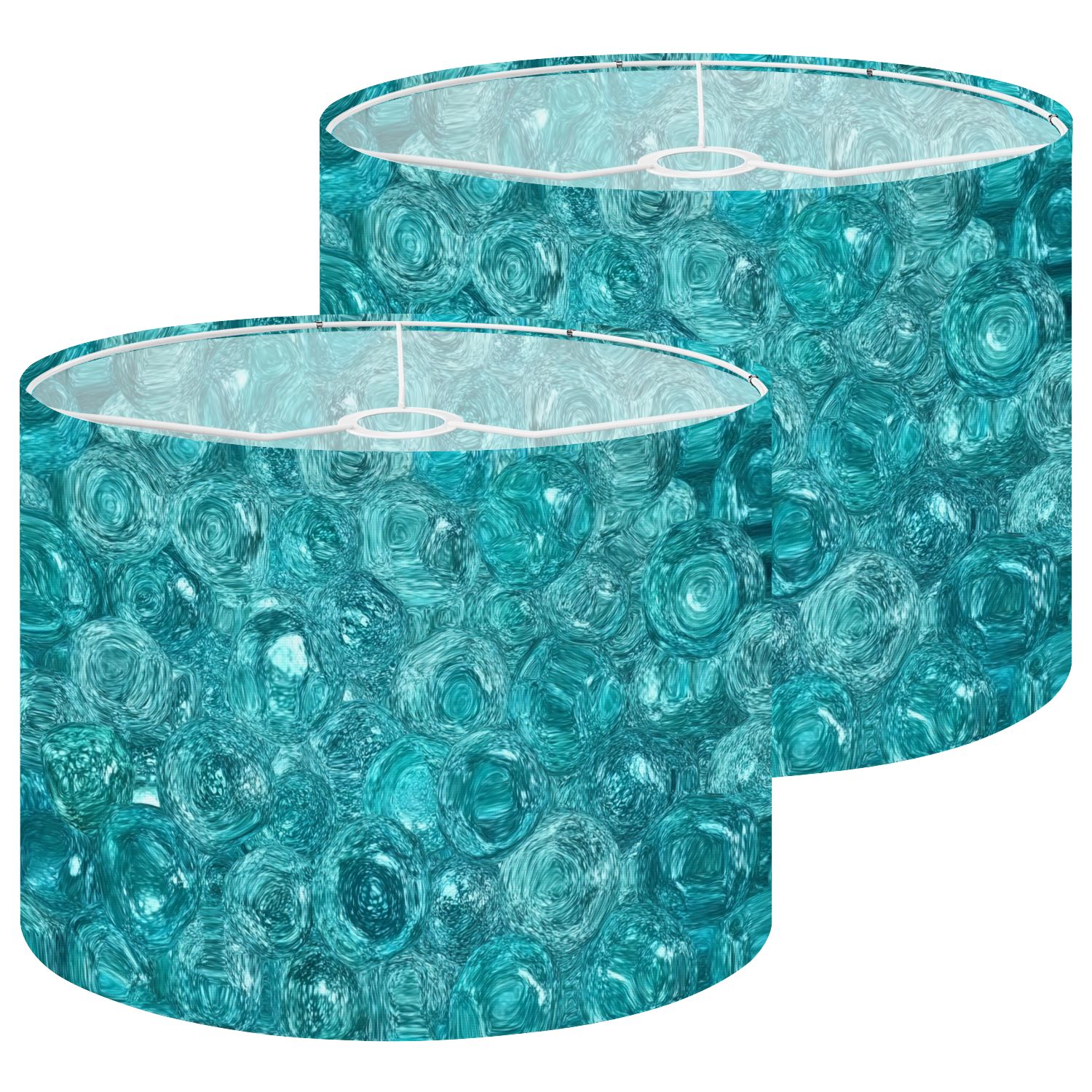 Lamp Shades Set of 2 Teal Blue Ombre Watercolor Painted Drum Lampshades for Floor Lamps Table Lamps Large Replacement Linen Lamp Shade Easy Assembly 13x13x10