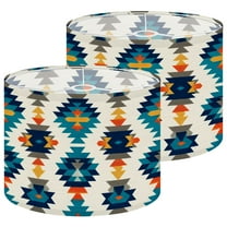 Lampshades 2 Pack Timeless bohemian aztec diamonds southwestern style blue teal yellow 13"x13"x10" Light Shade for Table Lamps Floor Lamps Drum Lamp Shades Lampshade Replacement Easy Assembly