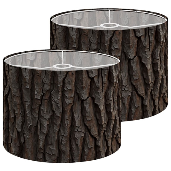 Lampshades 2 Pack Tree Bark Texture Dark Brown Gray Natural Wood Surface 13"x13"x10" Light Shade for Table Lamps Floor Lamps Drum Lamp Shades Lampshade Replacement Easy Assembly Cabin Decor