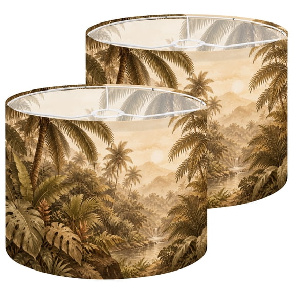Lampshades 2 Pack Tropical Jungle Palm Trees Vintage Botanical 13