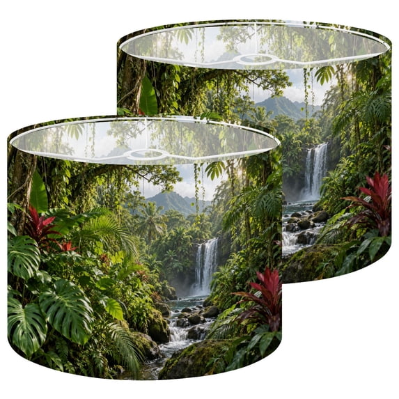 Lampshades 2 Pack Tropical Rainforest Waterfall 13