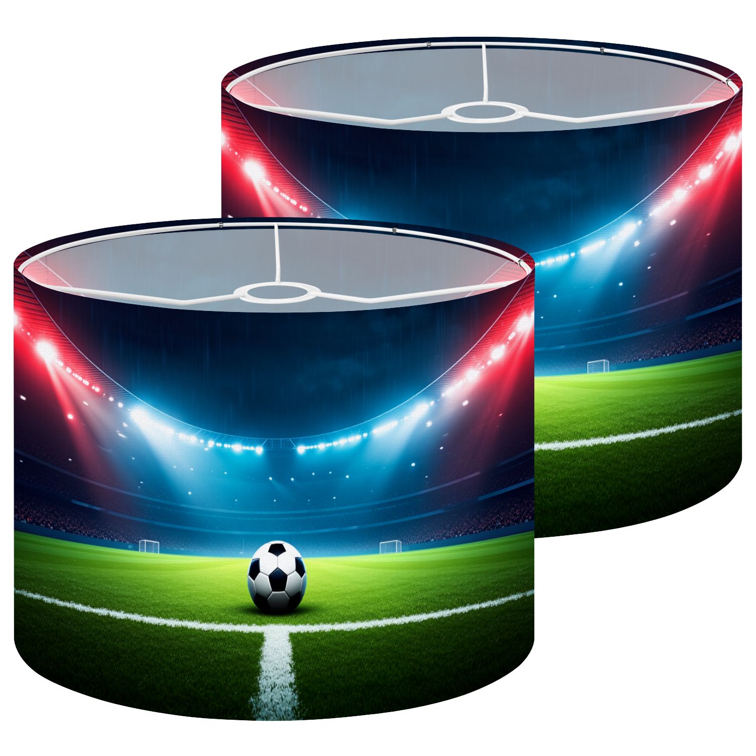 Lampshades 2 Pack Vertical 3D render soccer stadium soccer ball resting center brightly 13"x13"x10" Light Shade for Table Lamps Floor Lamps Drum Lamp Shades Lampshade Replacement Easy Assembly