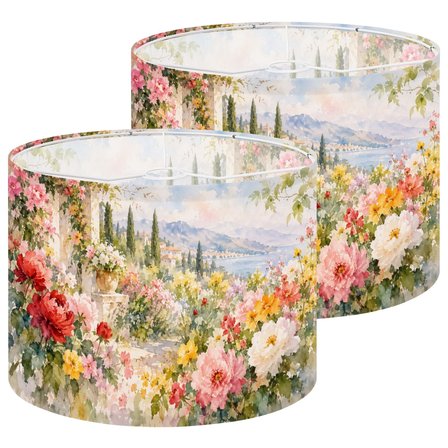Shade Cloth For Roses Lampshades 2 Pack Vibrant Floral Roses Lake View 13