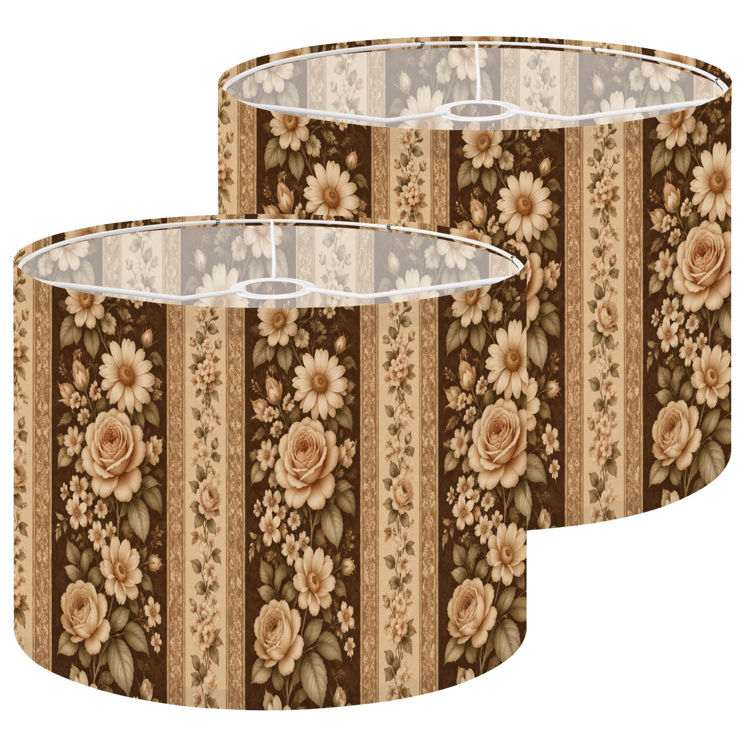 Shade Cloth For Roses Lampshades 2 Pack Vintage Floral Roses Daisies Brown 13