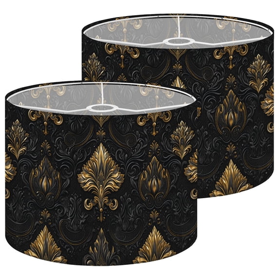 Lampshades 2 Pack Vintage French Damask Dark Academia Gothic Victorian Black 13"x13"x10" Light Shade for Table Lamps Floor Lamp Shades Lampshade Replacement Easy Assembly