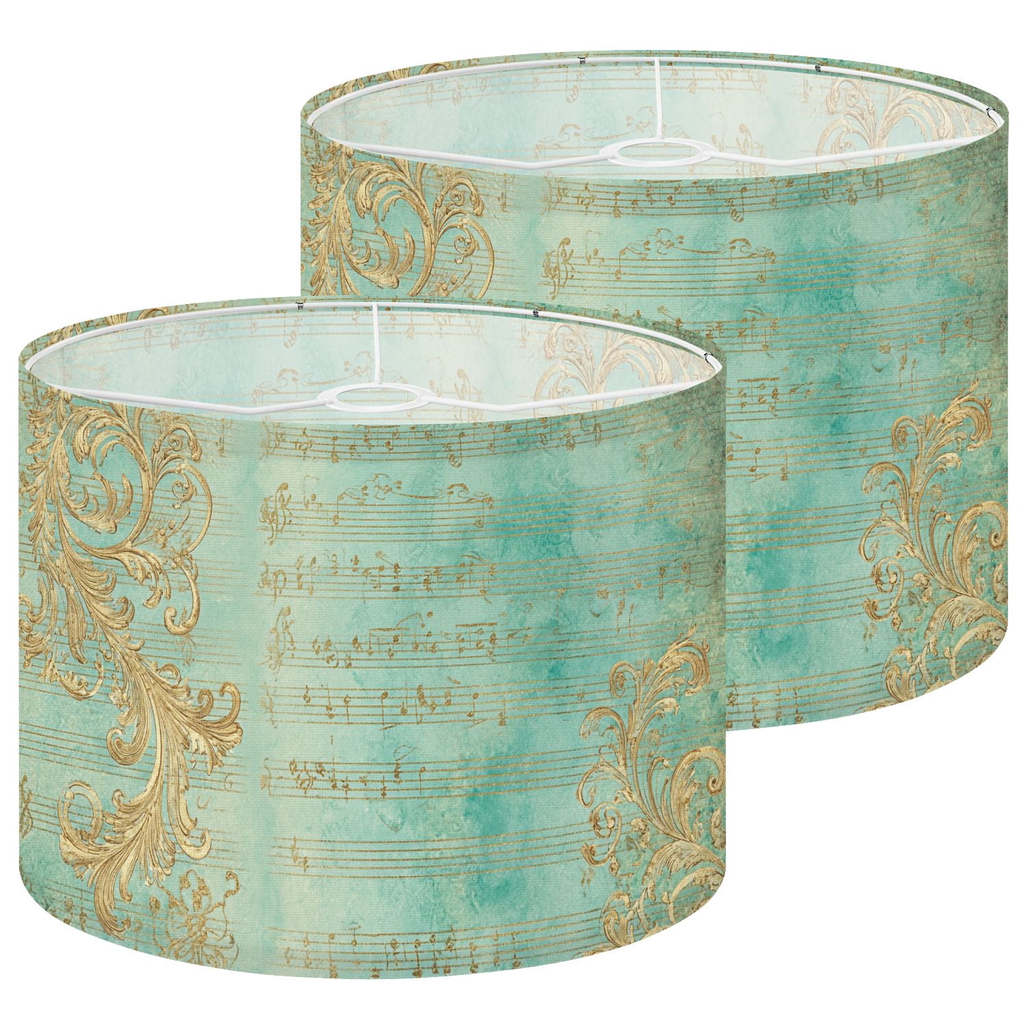 Lampshades 2 Pack Vintage Sheet Music Golden 13"x13"x10" Light Shade for Table Lamps Floor Lamp Shades Lampshade Replacement Easy Assembly