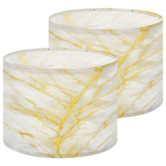 Lampshades 2 Pack White gold marble luxury wall texture shine golden line 13"x13"x10" Light Shade for Table Lamps Floor Lamps Drum Lamp Shades Lampshade Replacement Easy Assembly