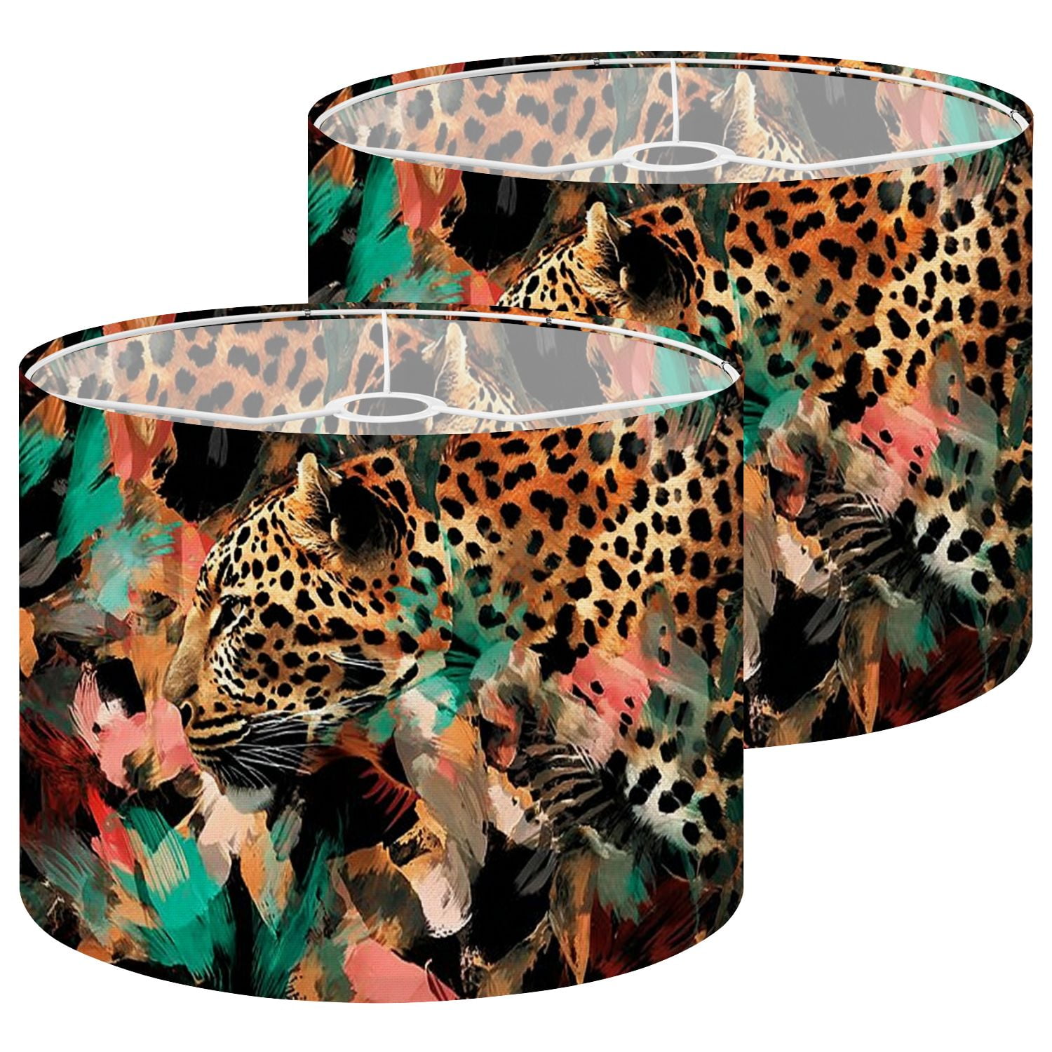 Lampshades 2 Pack Wild Teal Sticker 13"x13"x10" Light Shade for Table Lamps Floor Lamps Drum Lamp Shades Lampshade Replacement Easy Assembly