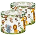thumbnail image 1 of Lampshades 2 Pack Woodland Nursery Decor Animal Baby Lion Giraffe Elephant Monkeys 13"x13"x10" Light Shade for Table Lamps Floor Lamps Drum Lamp Shades Lampshade Replacement Easy Assembly, 1 of 8