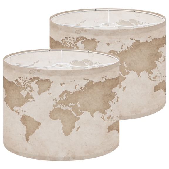 Lampshades 2 Pack World map an old paper texture space for wind sea marine navigation 13"x13"x10" Light Shade for Table Lamps Floor Lamps Drum Lamp Shades Lampshade Replacement Easy Assembly