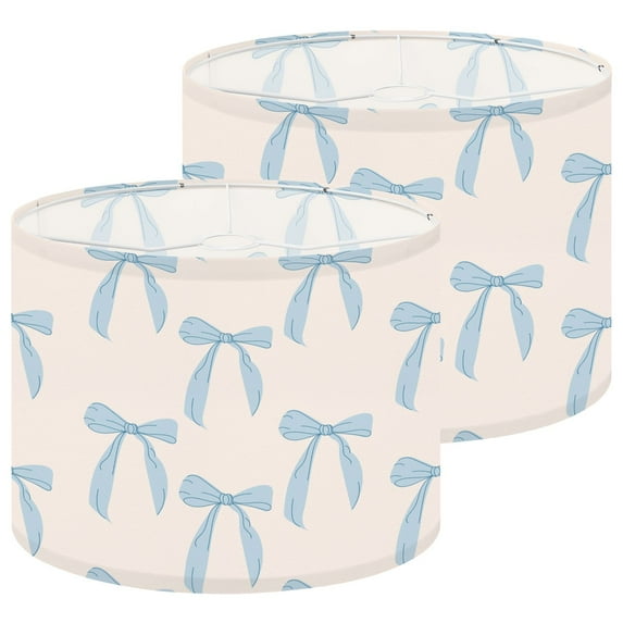 Lampshades 2 Pack cute blue bows Trendy hair braiding accessory Hand drawn 13"x13"x10" Light Shade for Table Lamps Floor Lamp Shades Lampshade Replacement Easy Assembly Gift for Women