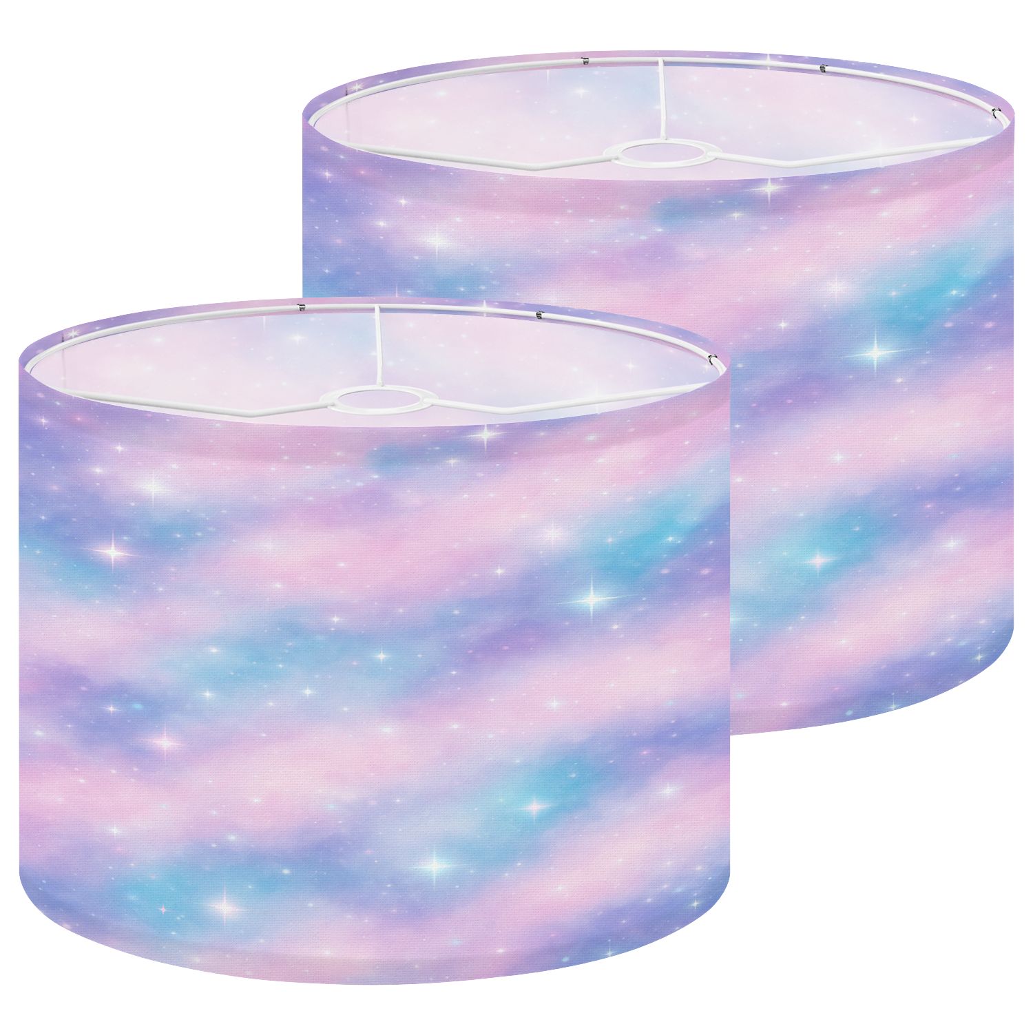 Lampshades 2 Pack holographic fantasy pastel 13"x13"x10" Light Shade for Table Lamps Floor Lamps Drum Lamp Shades Lampshade Replacement Easy Assembly
