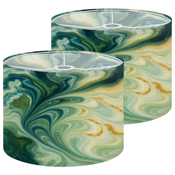 Lampshades 2 Pack marbled blue green gold abstract liquid marble 13"x13"x10" Light Shade for Table Lamps Floor Lamps Drum Lamp Shades Lampshade Replacement Easy Assembly