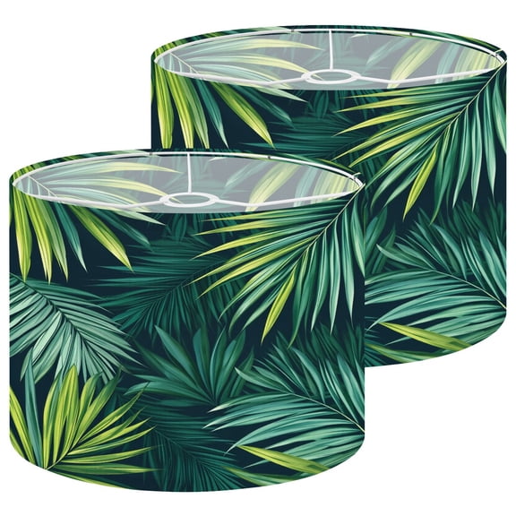 Lampshades 2 Pack palm frond Tropical leaves seamless Banana leaf Exotic 13"x13"x10" Light Shade for Table Lamps Floor Lamps Drum Lamp Shades Lampshade Replacement Easy Assembly