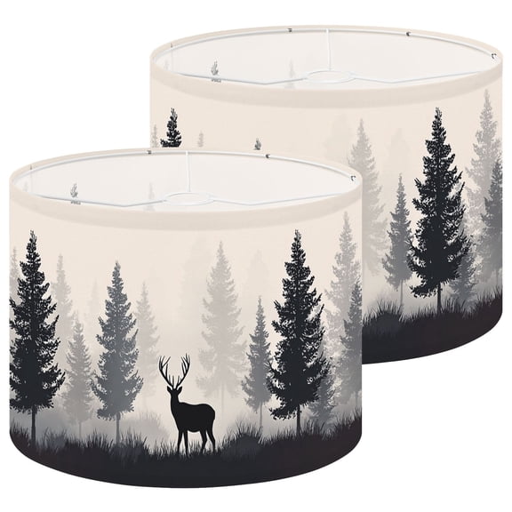 Lampshades 2 Pack retro coniferous forest silhouette deer Hunting Rustic 13"x13"x10" Light Shade for Table Lamps Floor Lamp Shades Lampshade Replacement Easy Assembly