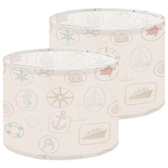 Lampshades 2 Pack texture composed original vintage illustrations nautical sea 13"x13"x10" Light Shade for Table Lamps Floor Lamps Drum Lamp Shades Lampshade Replacement Easy Assembly