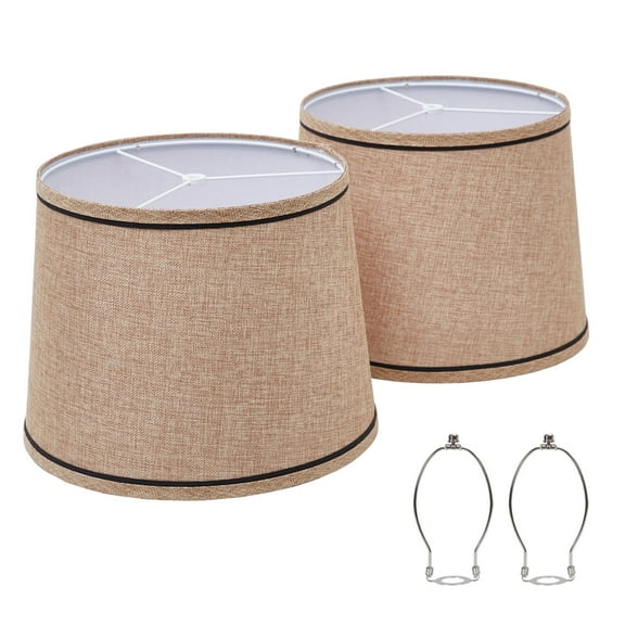 NATYSWAN Lampshades Set of 2, Medium Fabric Lampshades for Table Lamps, Floor Lamps, 13" Top x 11" Bottom x 10" High (Spider Fitter), Harp Holder Included
