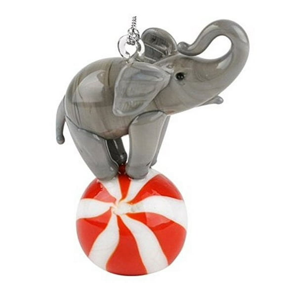 Lampwork Elephant with Beach Ball Glass Ornament or Figurine
