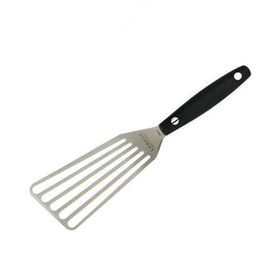 Lamson Metal Spatula Slotted Turner - 3' x 6" Stainless Flipper with Midnight Handle, Right-Hand - Chef's Frying Fish Turner, Metal Grilling Spatula Y101