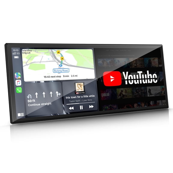 LAMTTO 10.25" Wireless CarPlay & Android Auto Built-in Video Apps, Backup Camera, Split Screen Display, 1920*720P Car Stereo Dual WiFi Bluetooth, OTA, FM/AUX