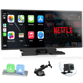 LAMTTO 10.25" Wireless CarPlay & Android Auto Built-in Video Apps, Split Screen, 1920x720P Touchscreen, Backup Camera, Dual WiFi, FM/AUX, OTA