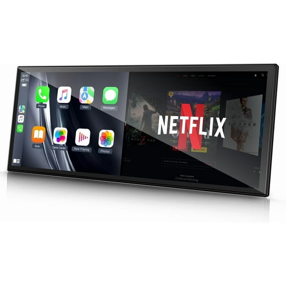 Lamtto 10.25'' Wireless Carplay Screen for Car Built-in Video App for Apple Car play and Android Auto and Backup Camera Built-in Entertainment Video Box Navigation Voice Assistant OTA