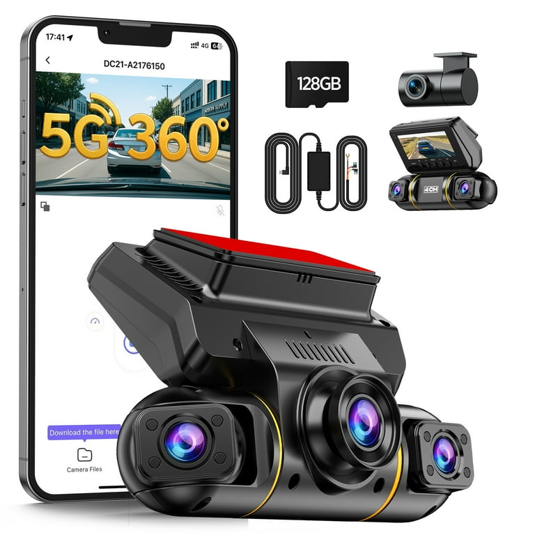 Lamtto Channel Dash Cam, Front Rear Inside, 1080P FHD, 360Â