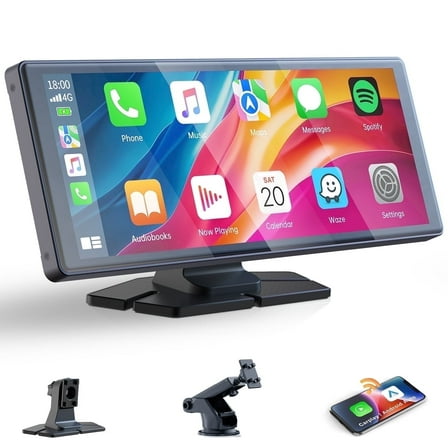 Lamtto 9.26 inch Car Stereo Wireless Apple Carplay and Android Auto,Portable Touch Carplay Screen for Car, with FM, GPS Navigation, Siri/Google