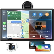 Lamtto 9 inch Wireless Carplay and Android Auto,Portable Touch Screen Car Stereo, with FM, GPS Navigation, Siri, Backup Camera