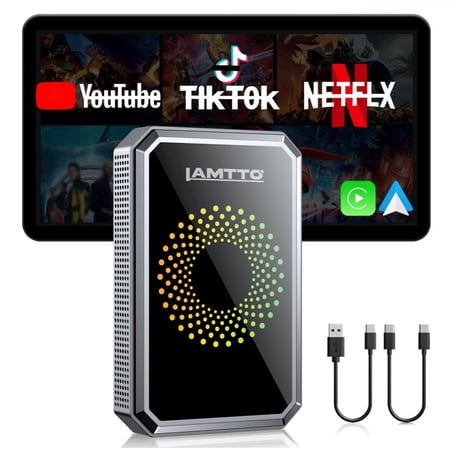 Lamtto Wireless CarPlay Android Auto AI Box Plug & Play Dongle for OEM Wired CarPlay Cars 2016+