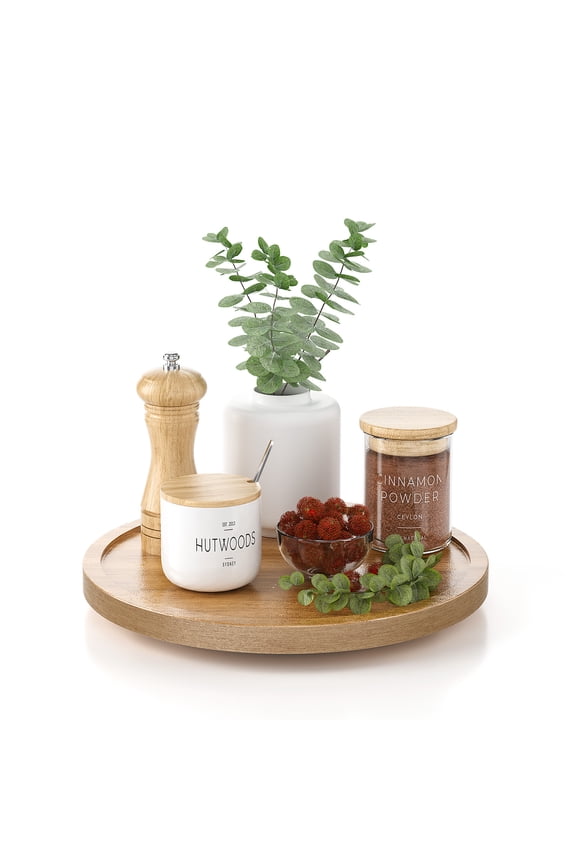 Lazy Susan Turntable Organizer, 9 inch Wooden Lazy Susan Cabinet, Dining Table, Storage Room, Countertop, Cabinet, Bathroom Organization