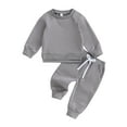thumbnail image 1 of Lamuusaa 2Pcs Toddler Boy Fall Outfits Long Sleeve  Sweatshirt Tops + Pocket Pants Set Kid Clothes, 1 of 9