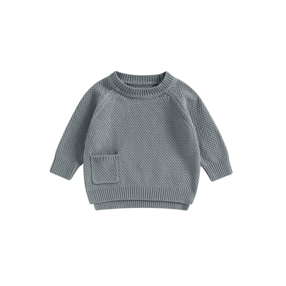 Lamuusaa Baby Knitted Sweater Long Sleeve Pullovers with Pocket Infant Knitwear for Girls Boy
