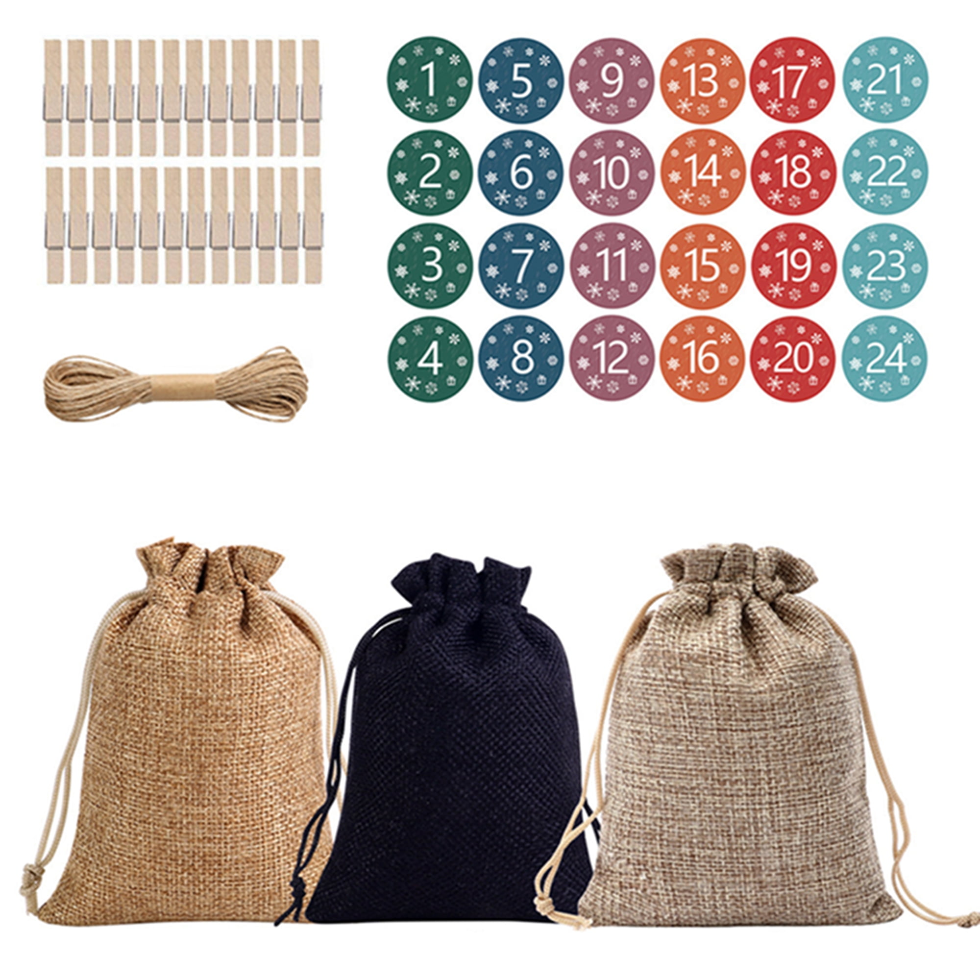 Lamuusaa Christmas Advent Calendar Bags 24 Sets Burlap Linen Advent lamuusaa-christmas-advent-calendar-bags-24-sets-burlap-linen-advent