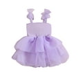 thumbnail image 1 of Lamuusaa Girls A-line Dress, Sleeveless Bow Tulle Patchwork Party Dress Summer Dress for Birthday, 1 of 8