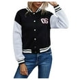 thumbnail image 1 of Lamuusaa Girls Long Sleeve Jacket,Ladies Leisure Style Color Matching  Baseball Uniform Tops  Coat, 1 of 6