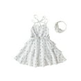 thumbnail image 1 of Lamuusaa Little Girl One Piece Dress,  Sleeveless Elastic Waist  Dress with Wasitbelt Headband, 1 of 7