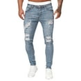 thumbnail image 1 of Lamuusaa Men Denim Long Pants, Casual Party Street Spring Fall Trousers Pockets Male Trousers, 1 of 5