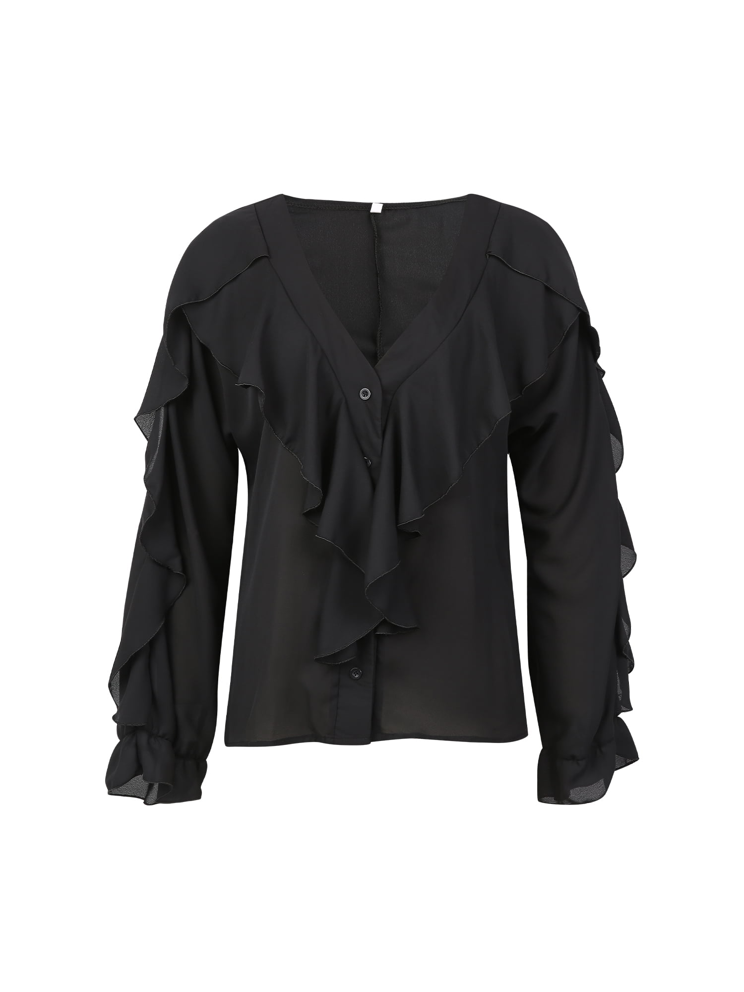 black ruffle blouse plus size